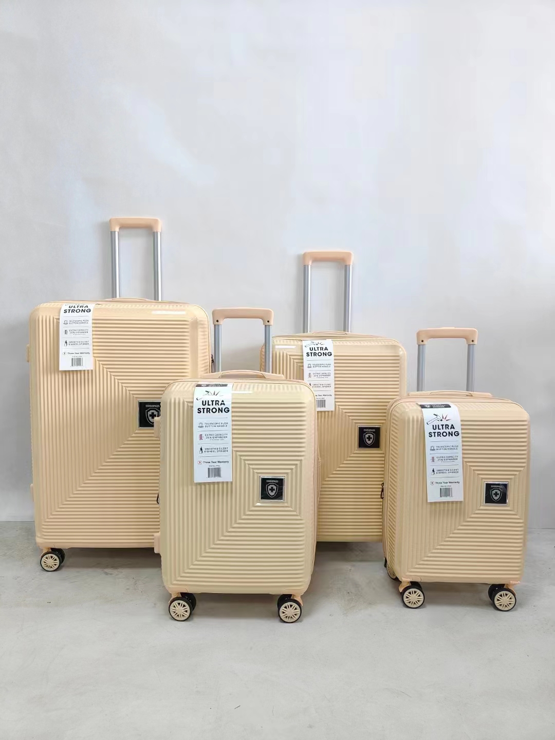4 stuks PP polypropyleen trolleybagage reiskoffersets fabrikant op maat