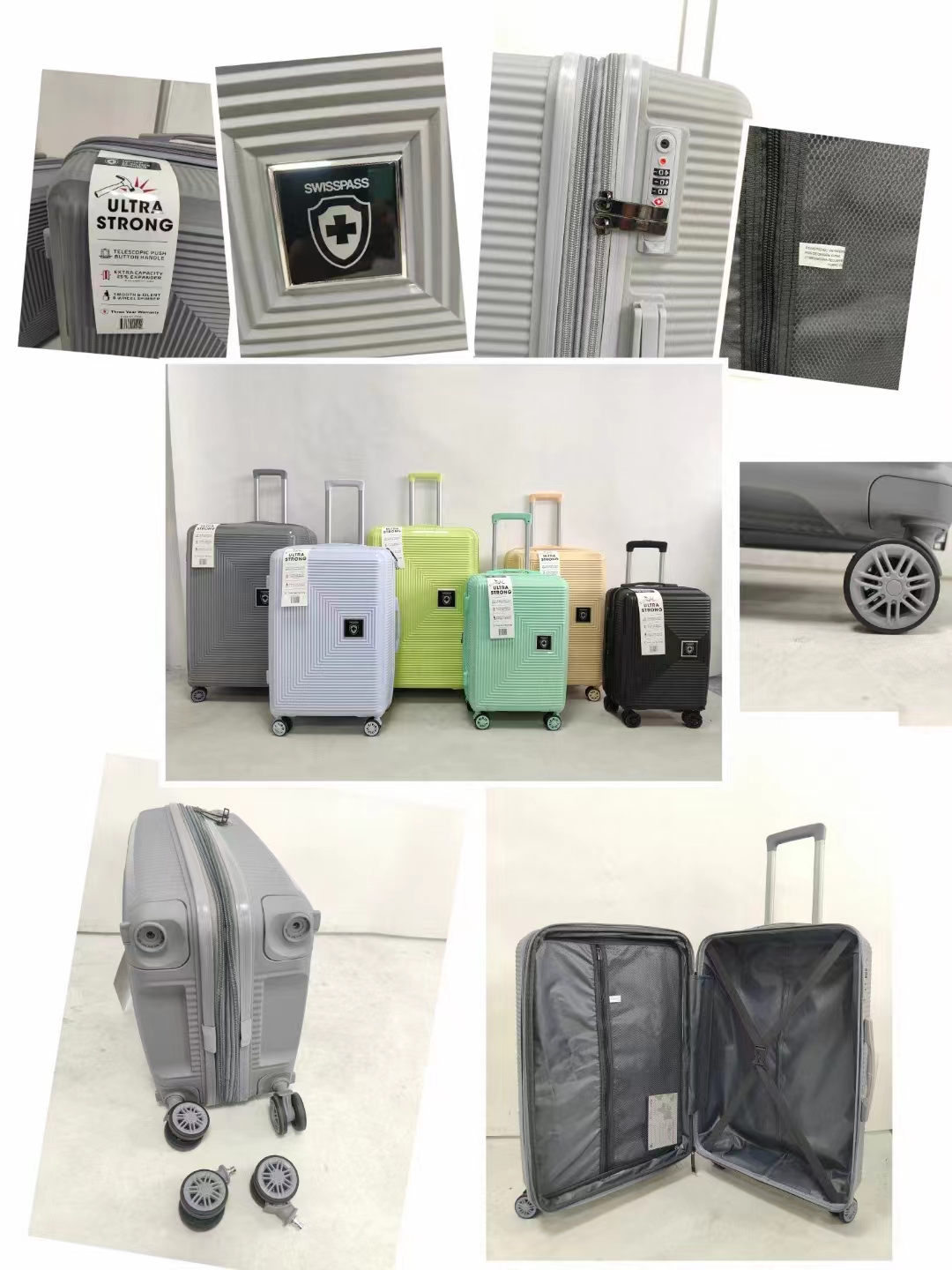 4 stuks PP polypropyleen trolleybagage reiskoffersets fabrikant op maat