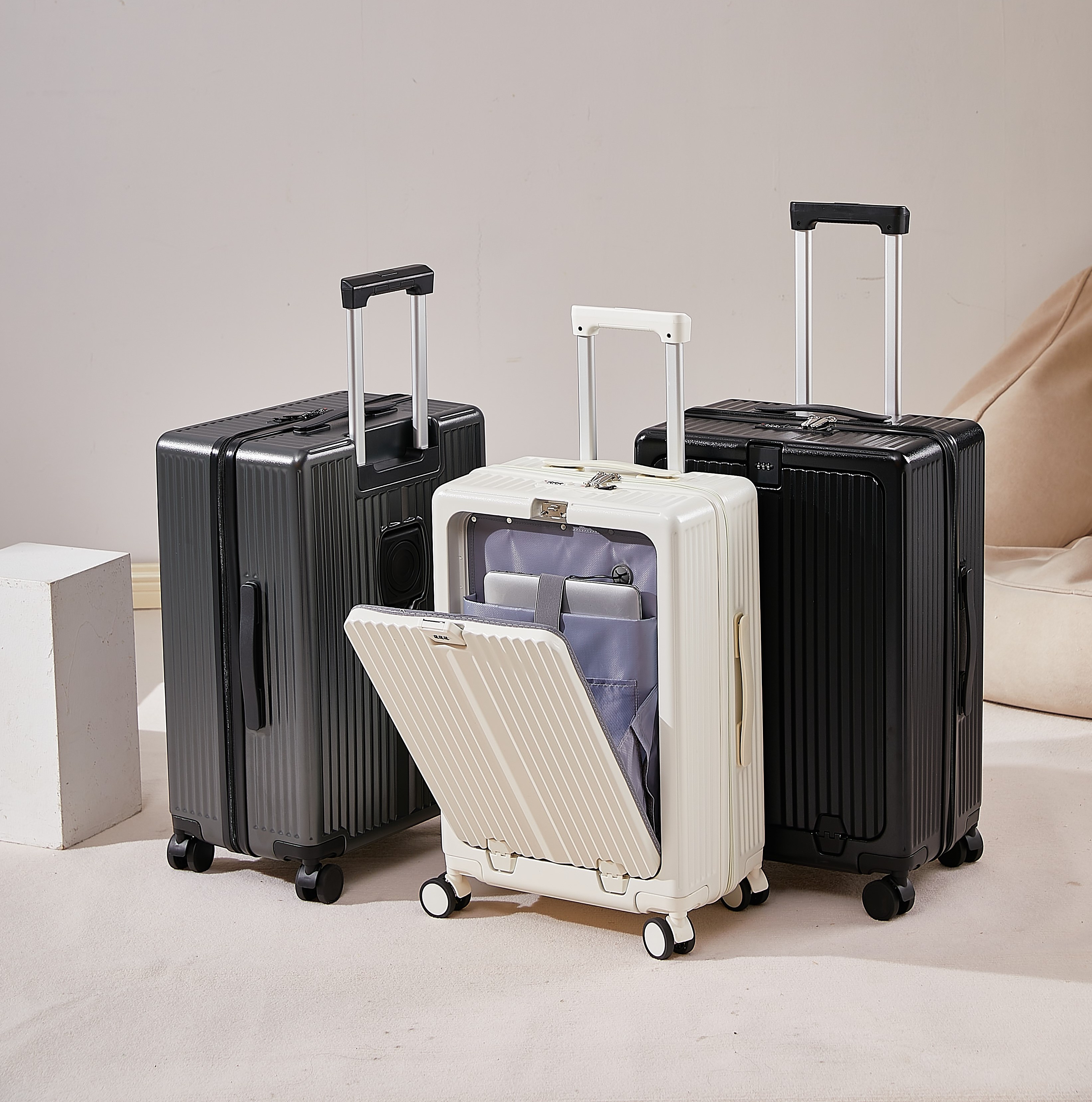 PC-koffer 20-inch handbagage met draagbare laptoptas met open vak aan de voorzijde
