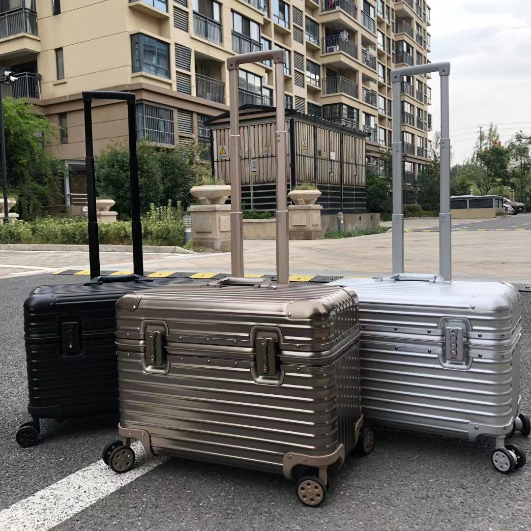 18 inch hoogwaardige aluminium trolleybagage koffer beveiliging combinatieslot draagbare koffer voor zakenreis